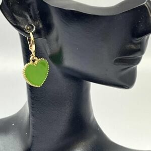 Green Heart Earrings